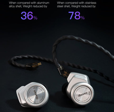 IBasso £T-154 Black and Silver IEMs showing technical specs